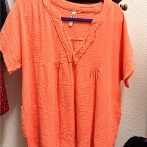Zenana Outfitters Vibrant Orange Blouse
